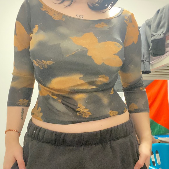 whimsigoth sheer & glittery black top - Picture 1 of 3